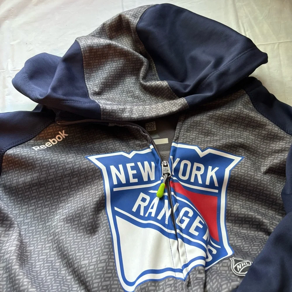Reebok New York Rangers Zip-Up Jacket - Blue and Gray